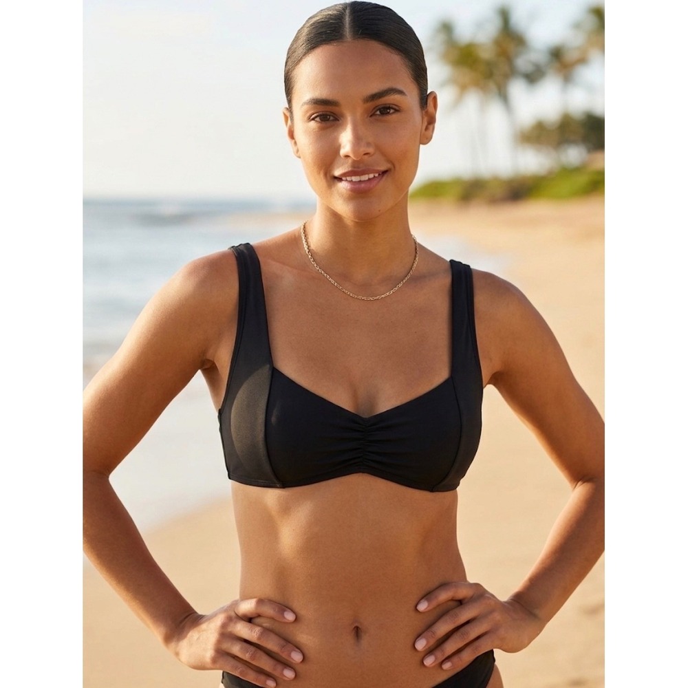 Salt + Cove Womens Cinched Tie Back Bikini Top Black Size Extra Small NEW